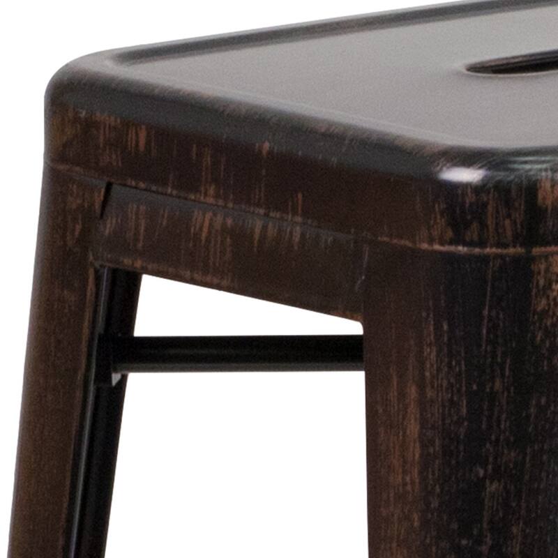 4 Pack 30" High Backless Metal Indoor-Outdoor Barstool with Square Seat