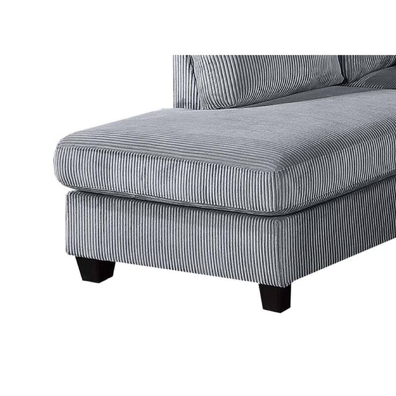 Roe 3pc Sectional Sofa Set w Chaise, Ottoman, 2 Pillows, Fog Gray