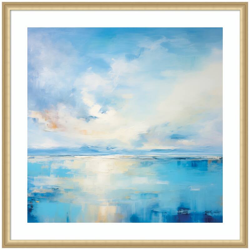 Kate and Laurel Framed Art Serence Coastal Waters Tranquil Landscape by The Creative Bunch Studio - 34x34 - Gold
