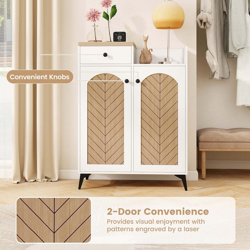 Costway 6-Tier Shoe Cabinet with Drawer 6 Removable Shelves - See Details