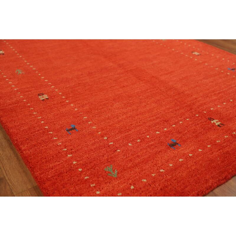 Tribal Gabbeh Indian Rug Hand-Knotted Oriental Green Wool Carpet - 3'11" x 5'11" - 3'11" x 5'11" - Green