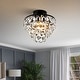 preview thumbnail 1 of 23, WINGBO Small Crystal Ceiling Light Fixture Mini Semi Flush Mount...