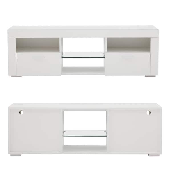 Modern LED TV Stand Media Console with LED lights, High Glossy - 51L*14W*16Hinch