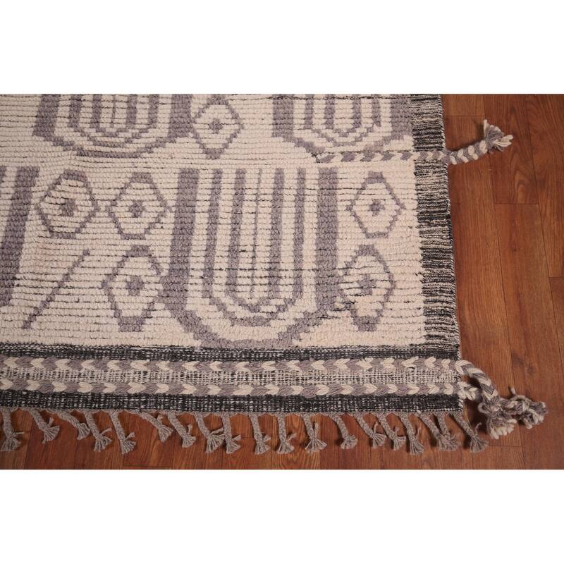 Modern Geometric Moroccan Large Area Rug Hand-Knotted Wool Carpet - 10'0"x 17'11"