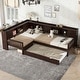 preview thumbnail 2 of 34, L-Shaped Twin Platform Bed with Trundle, Solid Wood Frame, Built-In Drawers & Shelves, No Box Spring Needed