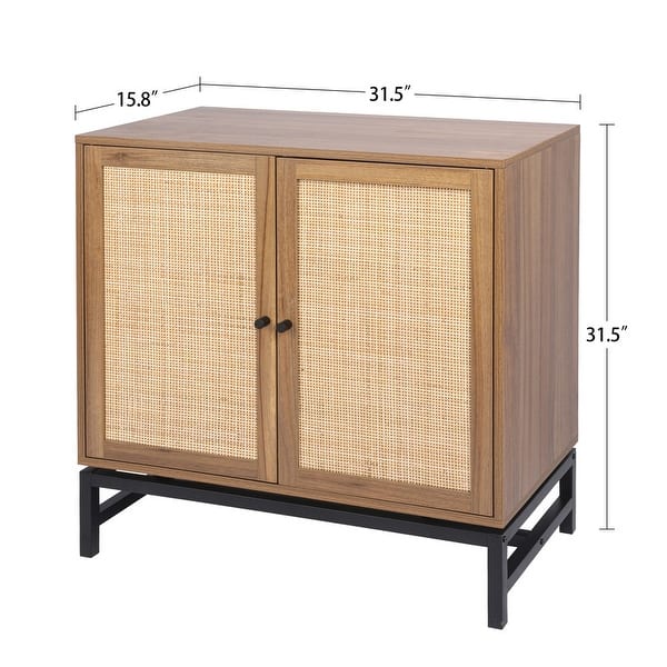 Set of 2 Rattan Door Storage with Adjustable Inner Shelves