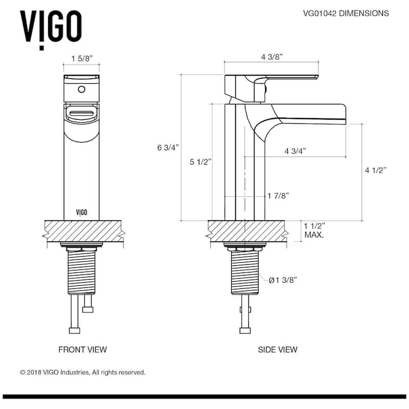 Vigo Ileana 1.2 GPM Single Hole Bathroom Faucet