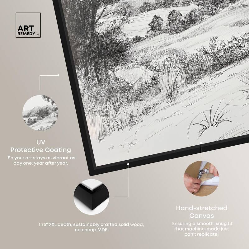 Charcoal Countryside Canvas by Art Remedy