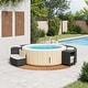 preview thumbnail 24 of 27, vidaXL Hot Tub Surround Bench and Spa Step Poly Rattan and Solid Wood Acacia - 32.3"/44.1" x 17.3" x 1.2"