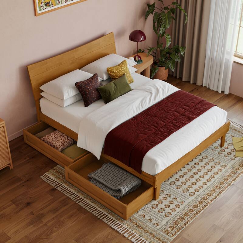 Phoenix Wood Platform Bed with Storage Drawers