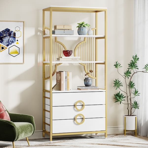 White And Gold Bookshelf