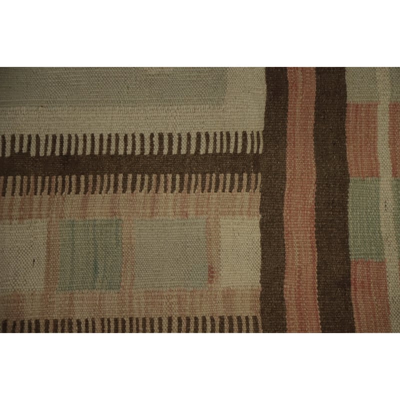 Hand Woven Oriental 100% Wool Carpet Southwestern Tribal Green Kilim Area Rug - 6' 9'' X 4' 11''