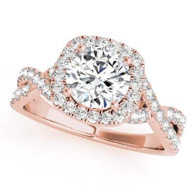 Auriya 14k Rose Gold Lab Grown Round Diamond Halo Engagement Ring 0.50 to 5.00 ct. tw. (F-G VS)