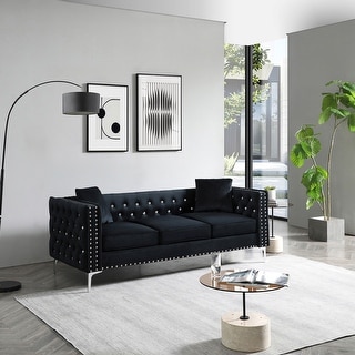 2 Piece Sectional Sofa Sets Jeweled Button Couch with Pillows Sofa ...