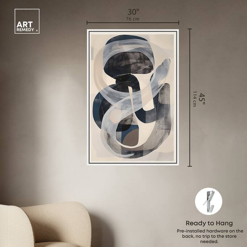 Art Remedy Slither Framed Abstract Shapes 1 Piece Canvas Wall Art