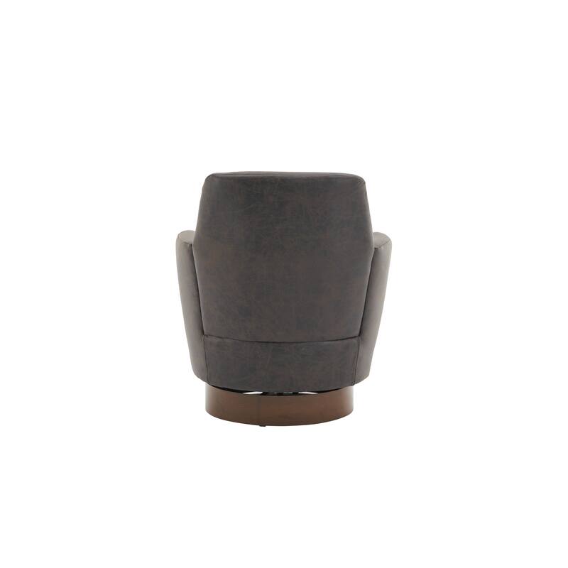 PU Leather Upholstered Swivel Barrel Chair, Ergonomic Single Sofa Chair, Lounge Reading Chair with Stainless Steel Base