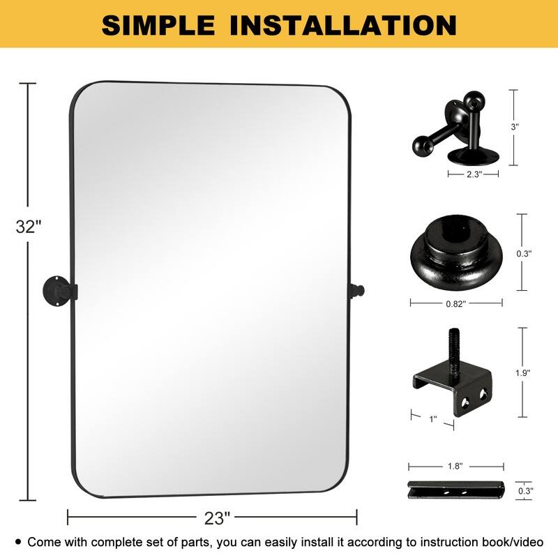 Rectangular Metal Framed Pivoted Bathroom Wall Vanity Mirror Adjustable Wall-Mounted For Modern Wall Decor