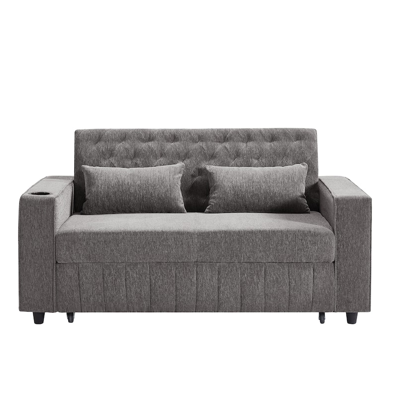 Roomfitters 61.4" Pull-Out Convertible Loveseat Sofa Bed with Adjustable Backrest for Living Room