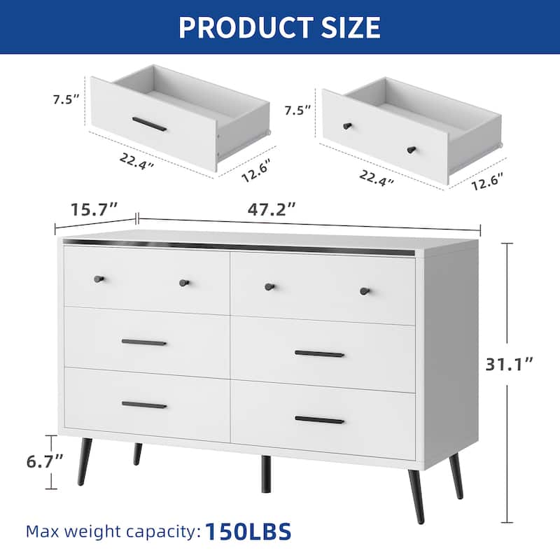 Moasis Modern 6/7 Drawer Chest Drawers Furniture Storage Cabinet For Bedroom Living Room