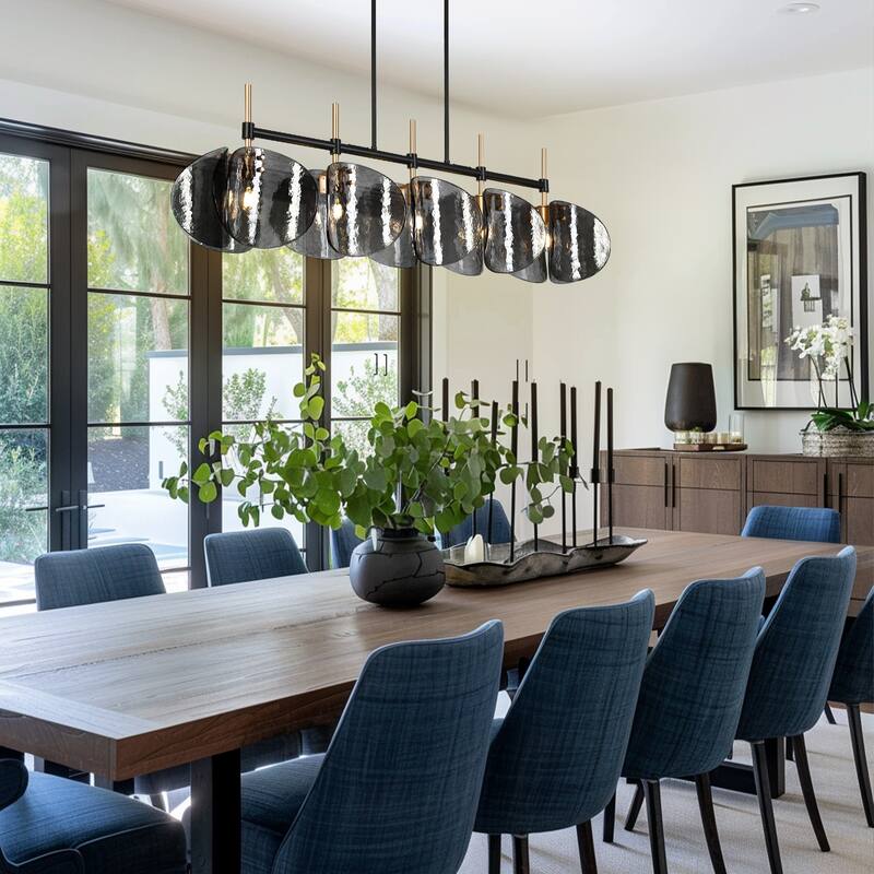 Modern 5-Light Smoky-gray Chandelier 52.1 IN Linear Island Lights - L 52.1" x W 9.8" x H 11"