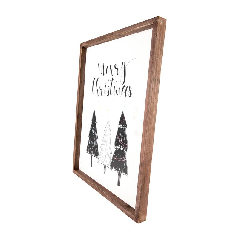 19.5" Merry Christmas with Holiday Trees Wall Sign
