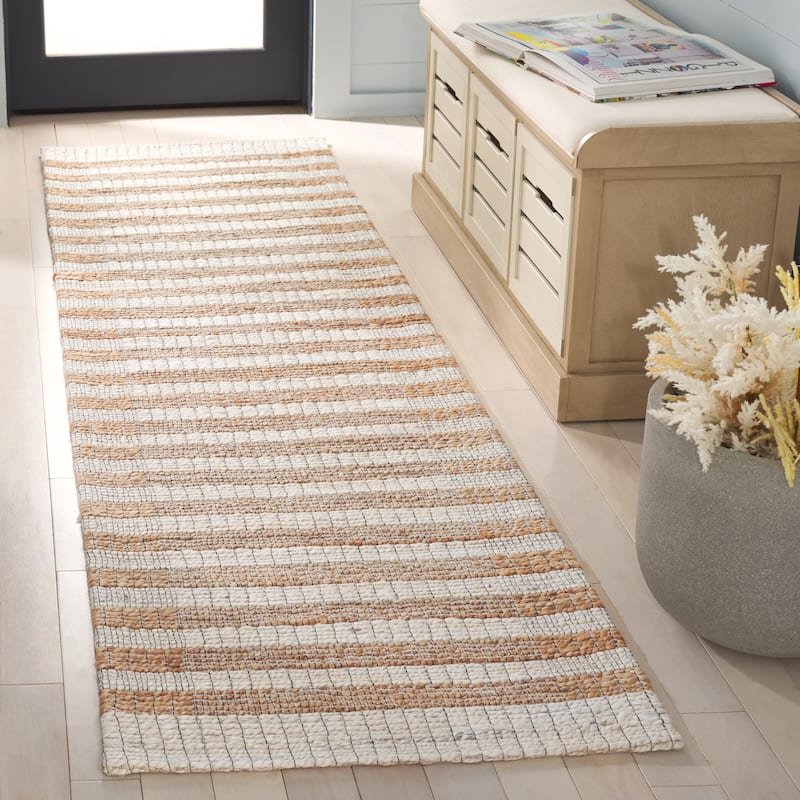 SAFAVIEH Flatweave Natural Ricarda Fiber Farmhouse Hemp Rug - 2'3" x 8' Runner - Natural/Ivory