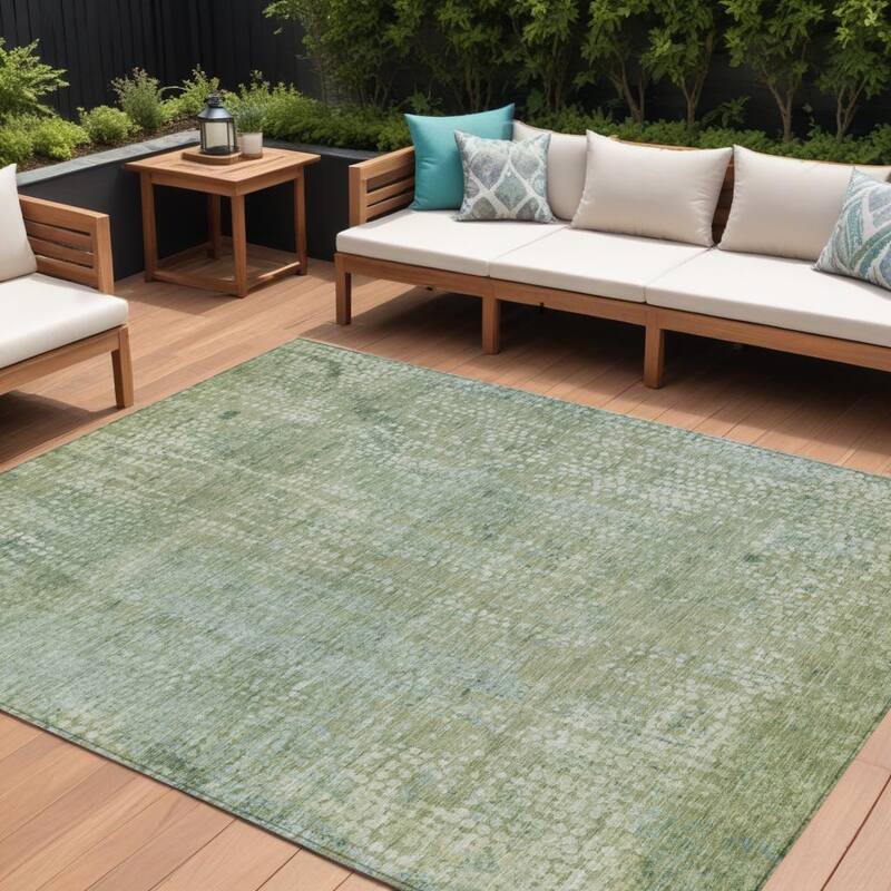 HomeRoots Abstract Transitional Rectangle Outdoor Rug - 9' X 12'