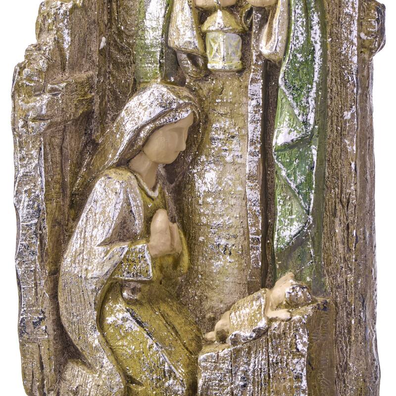 19.5" Paperstone Metallic Holy Family With Creche