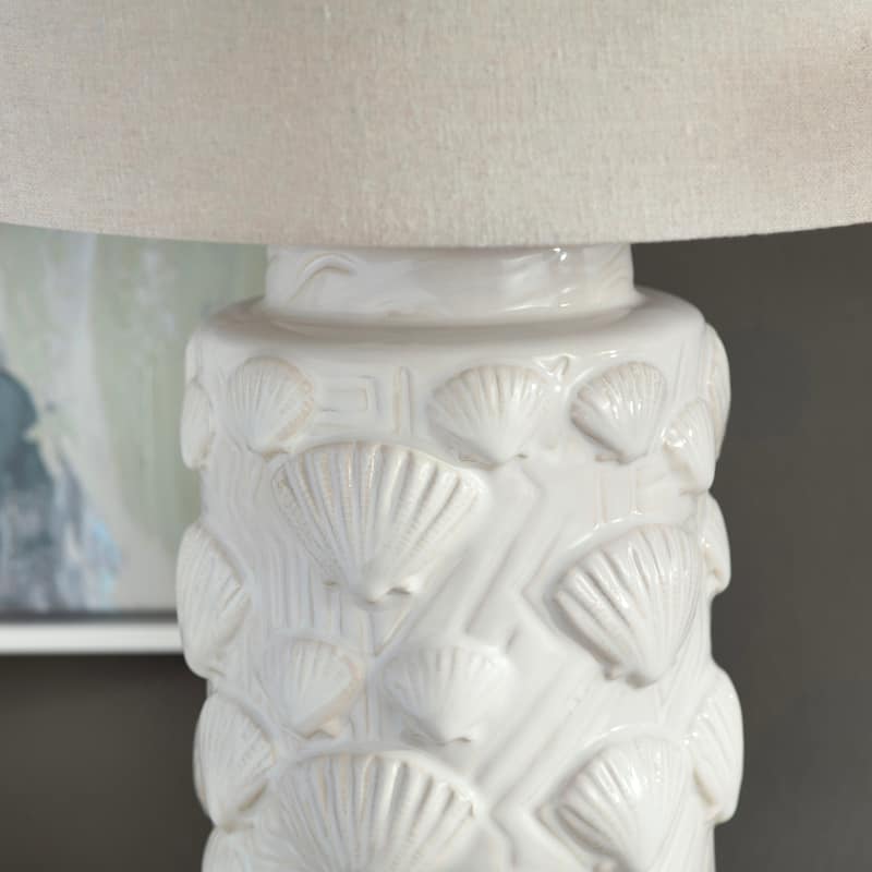 White Ceramic Coastal Table Lamp with Shade - 11" x 11" x 23"
