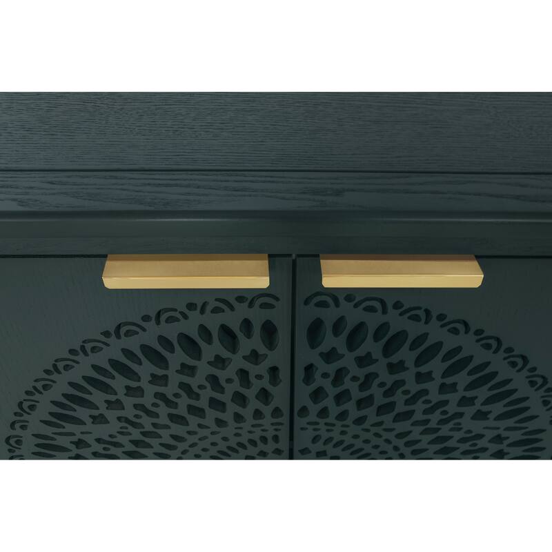 Hollow-Carved 2 Door Accent Cabinet Sideboard Buffet Storage Cabinet with Adjustable Shelf for Entryway Living Room Bedroom