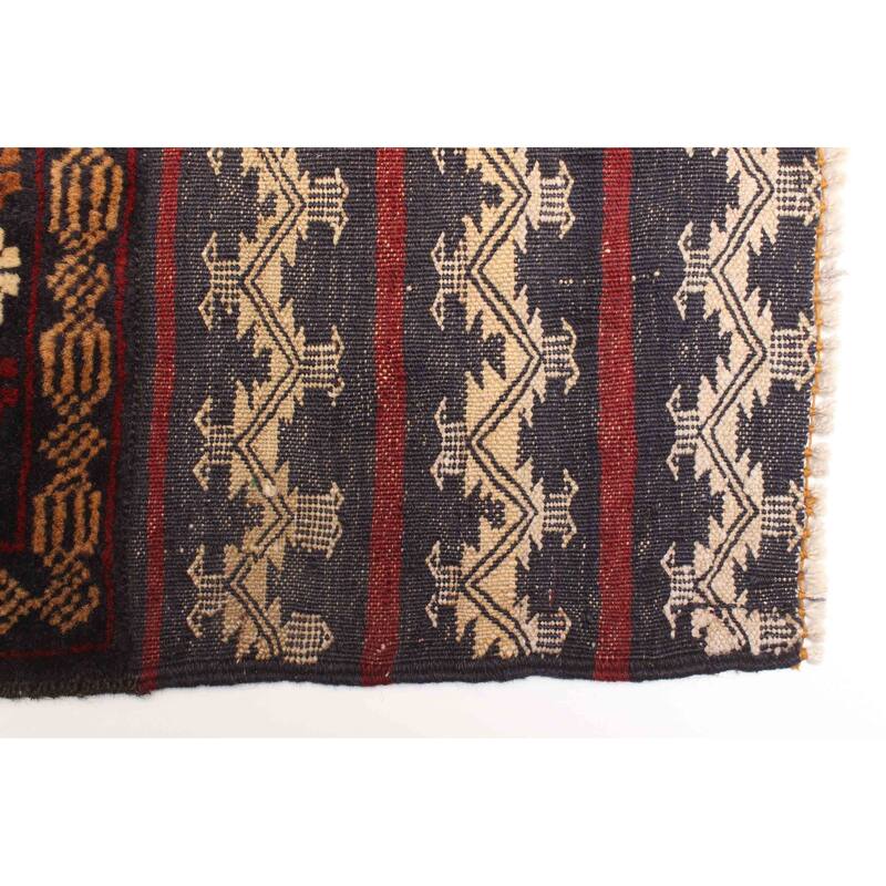 ECARPETGALLERY Hand-knotted Teimani Dark Navy Wool Rug - 2'9 x 4'5