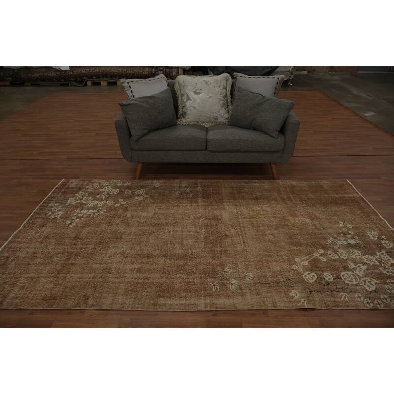 Hand Knotted Oriental 100% Wool Carpet Transitional Floral Brown Anatolian Area Rug - 9' 3'' X 5' 4''