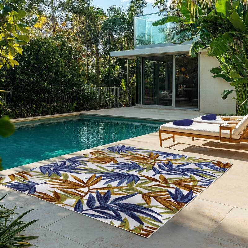 Gertmenian Kalari Modern Bold Multicolored High-Low UV Protected Polypropylene Woven Indoor/ Outdoor Area Rug Collection