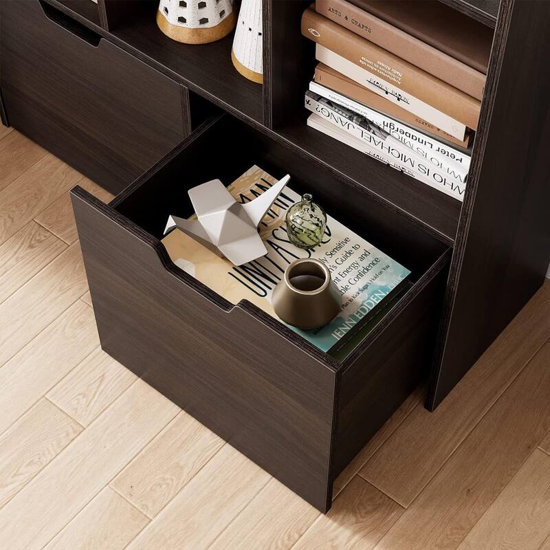 55.3" H Bookcase with Doors and Shelves