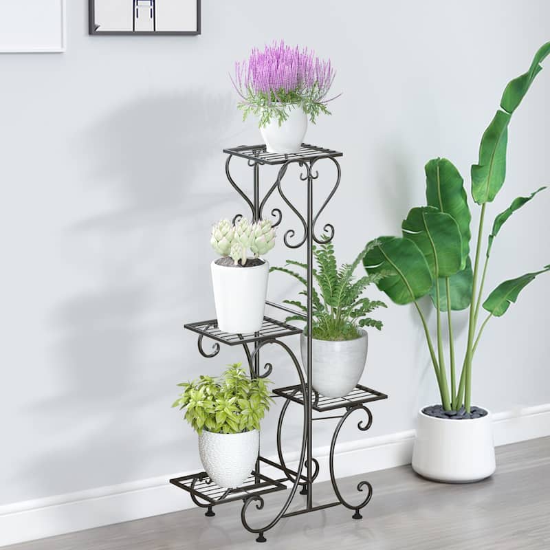 4 Tier Metal Plant Stand Flower Pot Holder Racks Shelves - L