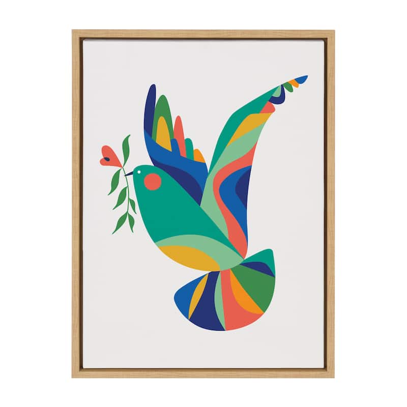 Kate and Laurel Sylvie Bird of Peace Framed Canvas by Rachel Lee