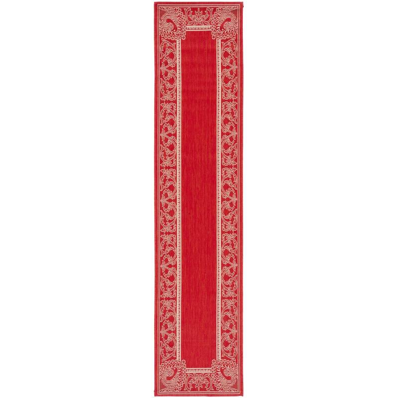 SAFAVIEH Courtyard Kitija Indoor/ Outdoor Waterproof Patio Backyard Rug - 2'3" x 10' Runner - Red/Natural