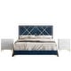 preview thumbnail 25 of 24, CraftPorch 3 Piece Bedroom Nightstands Set Velvet Upholstered Bed Navy Blue - Full
