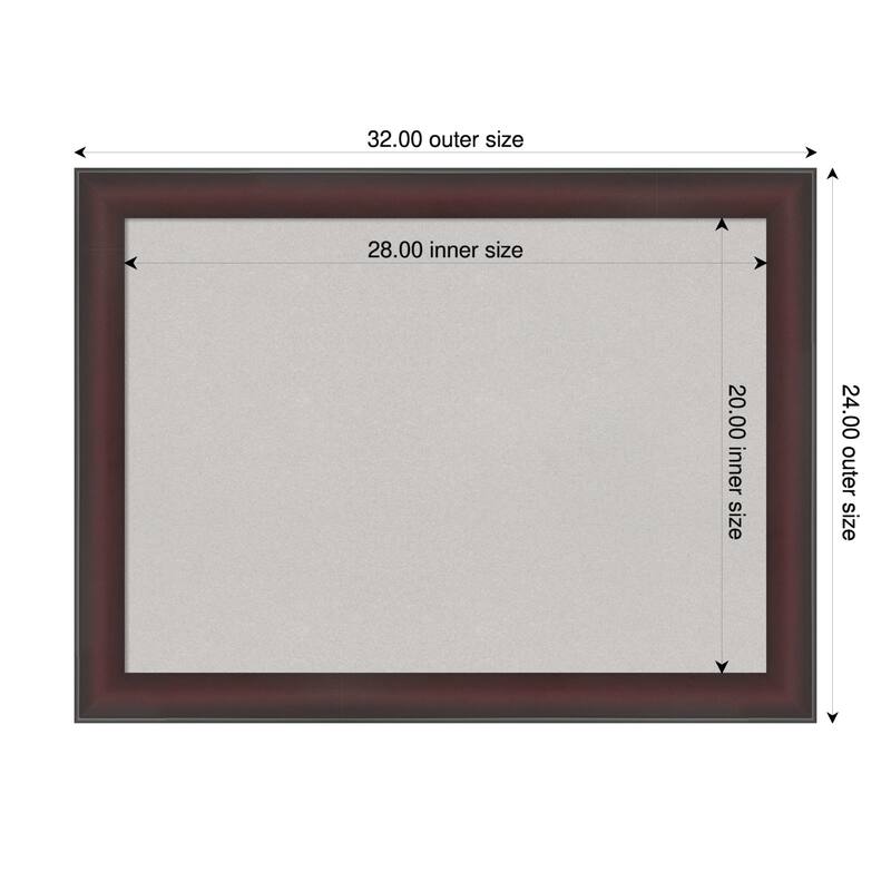 Grand Cherry Narrow Framed Cork Board - Bulletin Board, Organization Board, Pin Board - Grey - 32 x 24 in