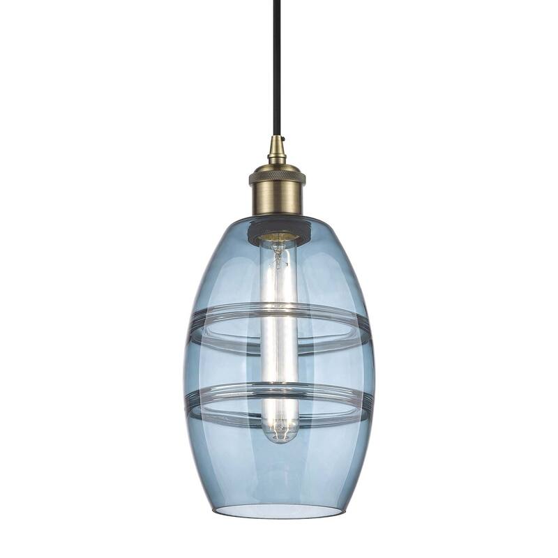 Innovations Lighting 516-1P-9-6 Vaz Pendant Vaz 6" Wide Mini Pendant - Antique Brass / Princess Blue