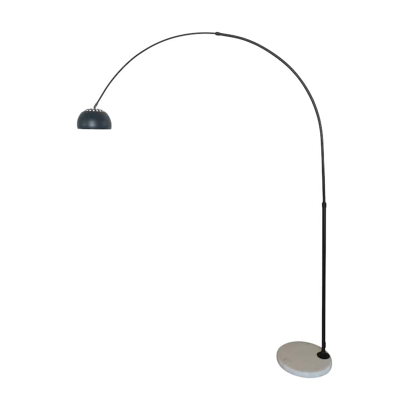 Floor Lamp with White Marble Base and Metal Lamp Shade Arco Collection - 76"