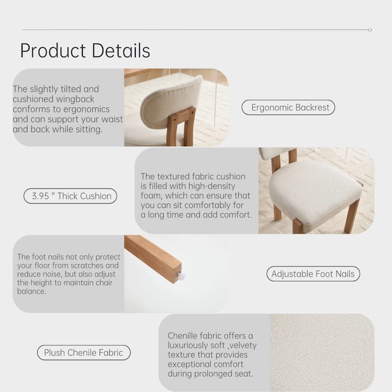 Upholstery Dining Chairs Set of 2 - Beige