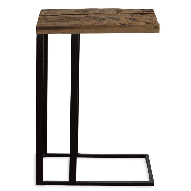 Wooden C-Form Accent Table - 24" - Brown and Black