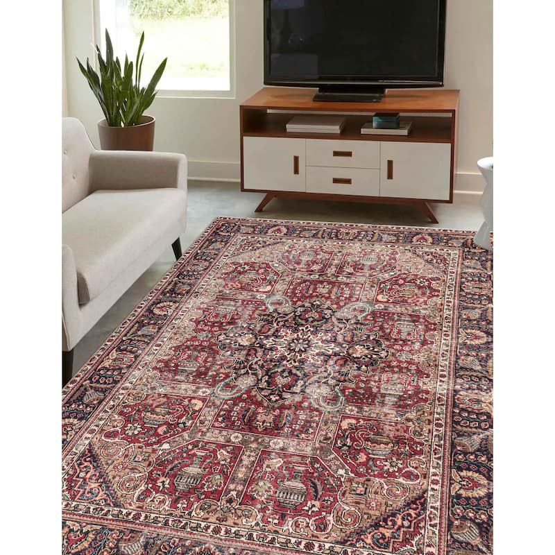 ECARPETGALLERY Hand-knotted Antalya Vintage Red Wool Rug - 6'7 x 9'6