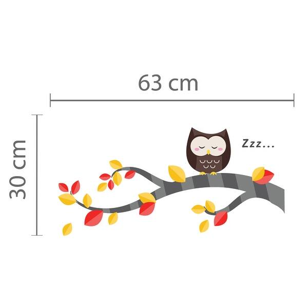 dimension image slide 1 of 3, Walplus Owl with Tree Wall Sticker Kid Children Nursery Decor Decal