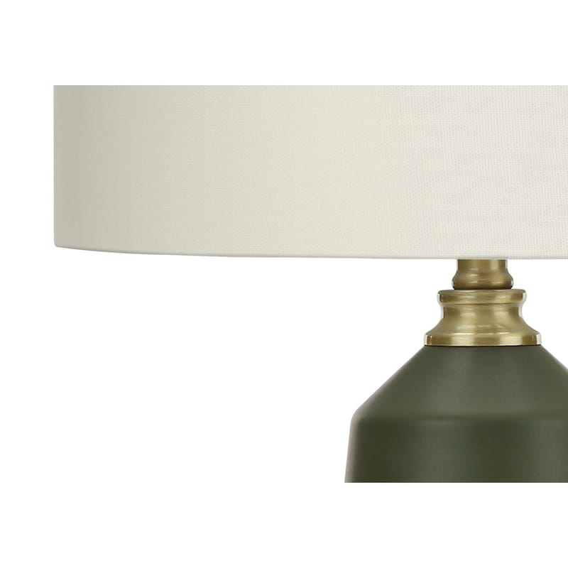 Lighting, 26"h, Table Lamp, Green Ceramic, Ivory / Cream Shade, Contemporary