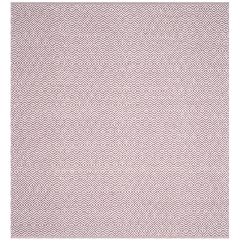 SAFAVIEH, Handmade Flatweave Montauk Brice Casual Cotton Rug - 6' Square - Ivory/Purple