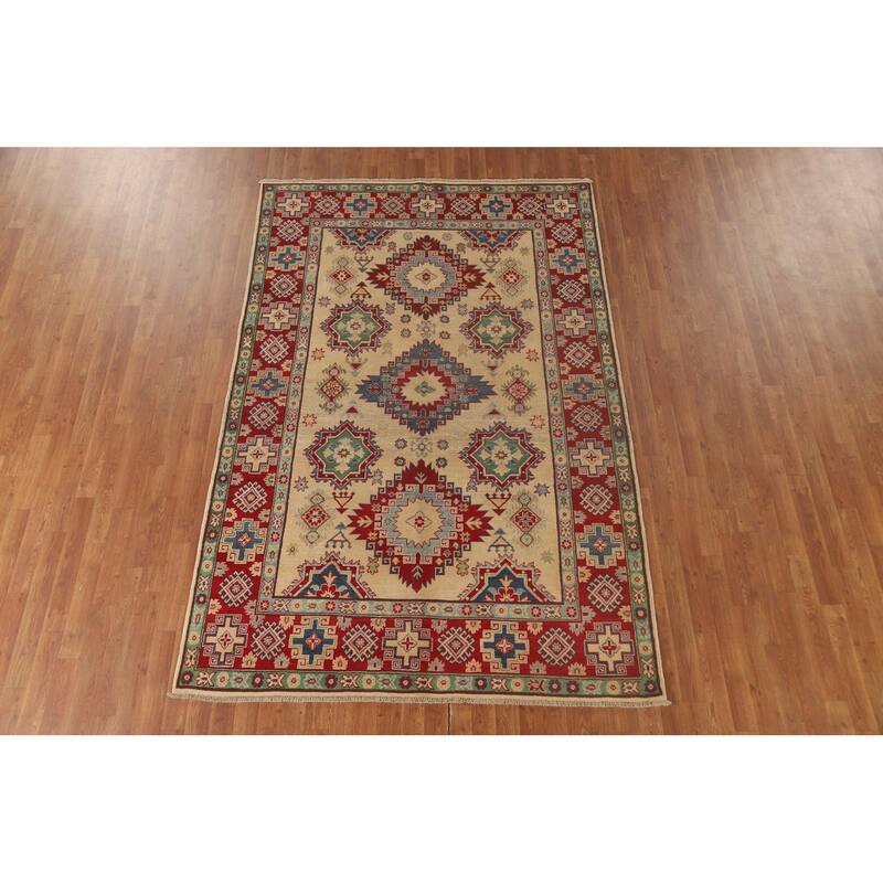 Kazak Oriental Area Rug Hand-Knotted Wool Carpet - 5'8" x 8'8"