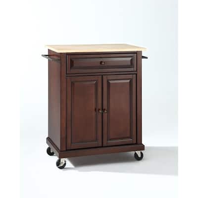 Compact Rolling Kitchen Cart with Cabinet, Adjustable Shelf, Drawer, Towel Bars, and Smooth Countertop Design