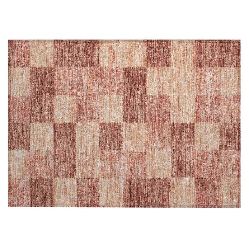 Machine Washable Indoor/ Outdoor Checker Chantille Rug